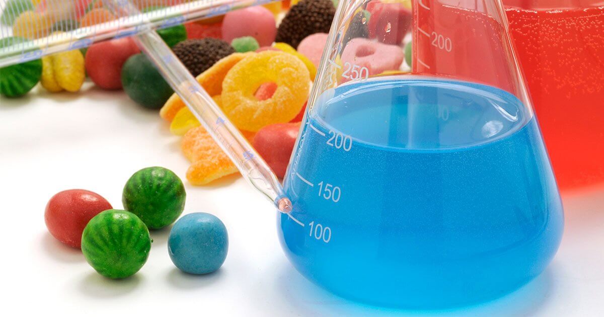 Dangerous food dye in a beaker